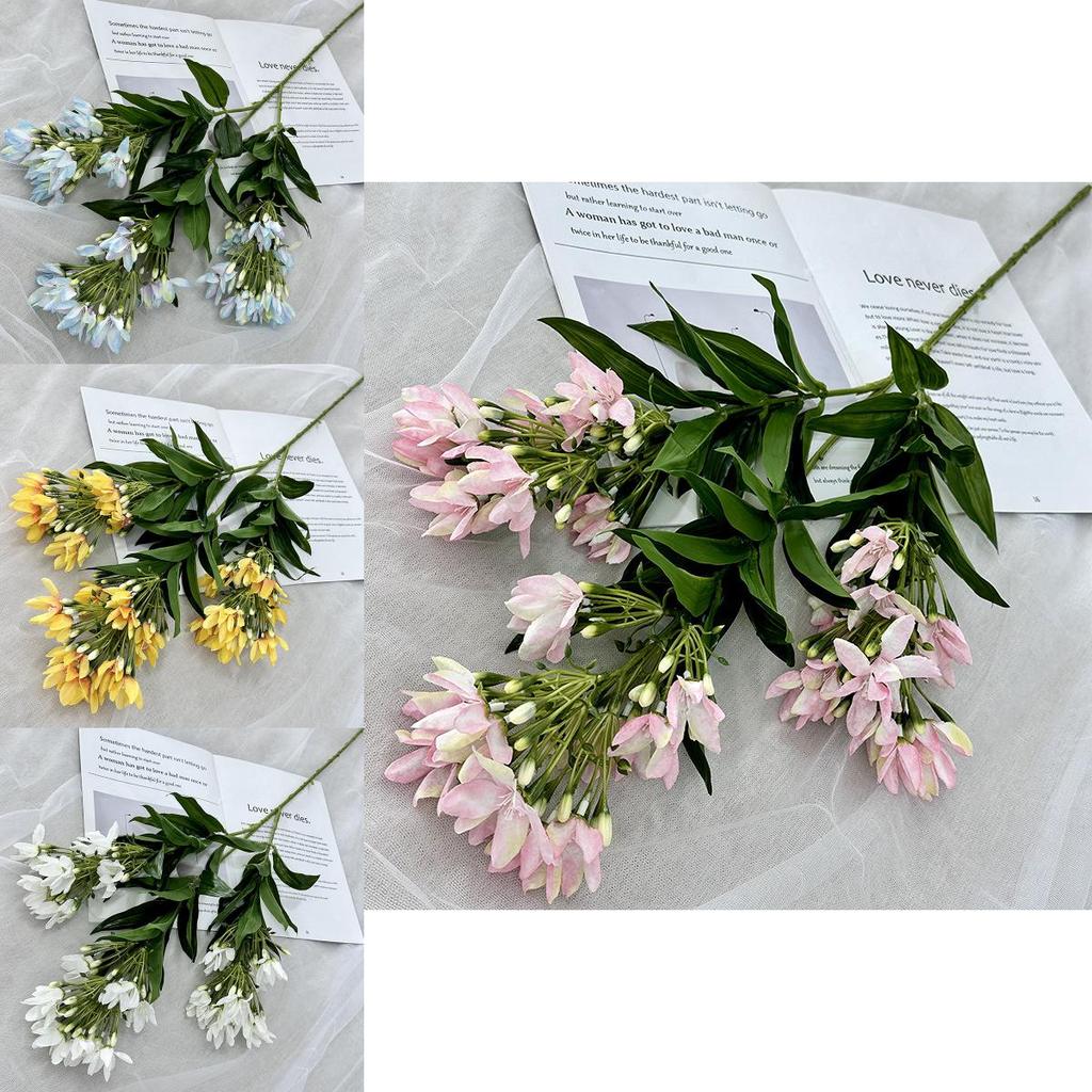 Bridal Ceremony Artificial Jasmine Flower Bouquet With Silk Craft For Home Decoration And Photography Props