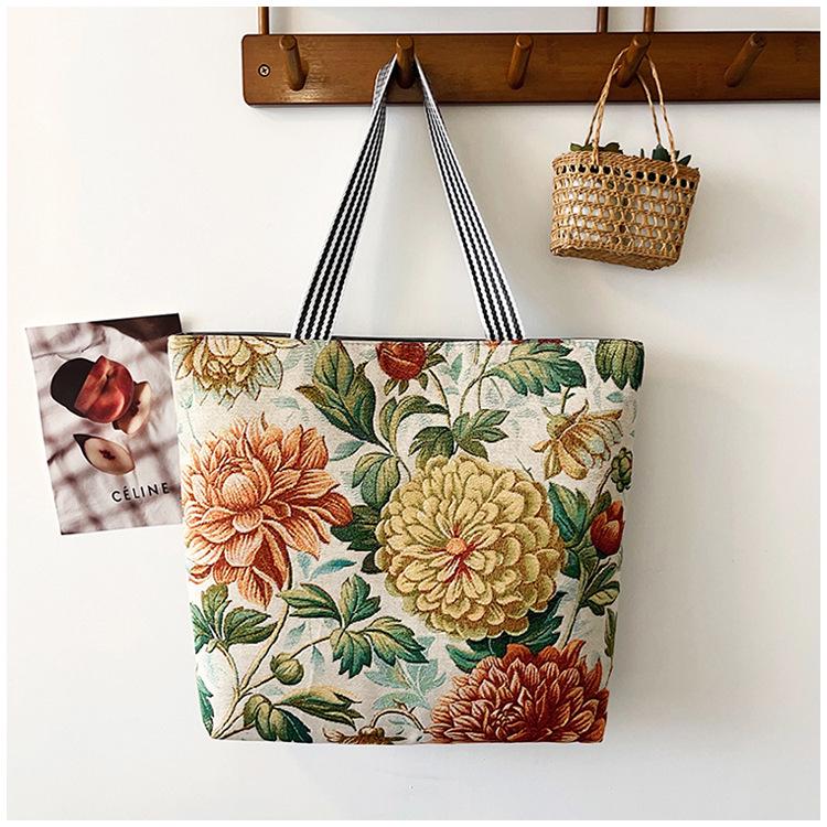 Этническая холщовая сумка через плечо с павлином - Женская модная сумка-тоут большой вместимости