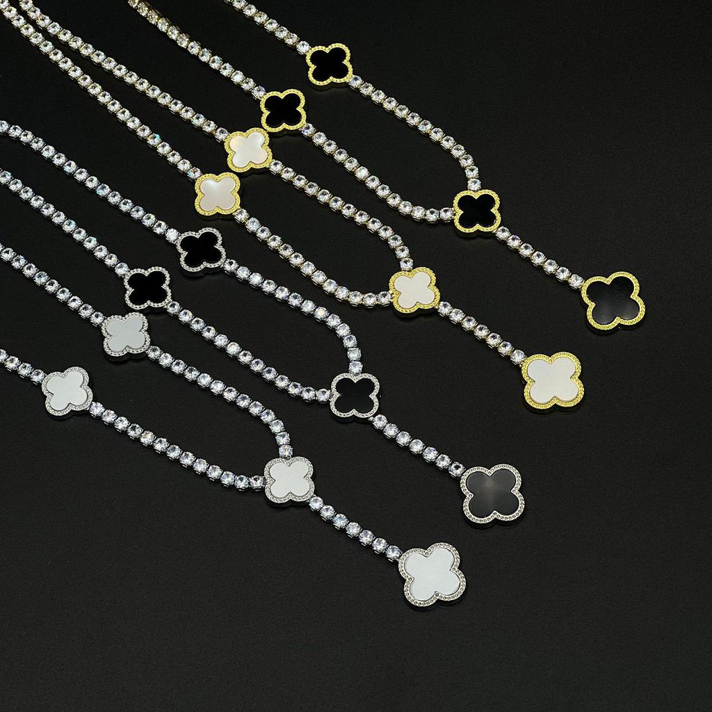 Серьги и колье с бриллиантами на четырехлистнике – Модный европейский и американский люкс