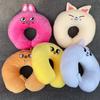 Cute Cartoon U-Shaped Travel Neck Pillow, Soft Polyester Fiber Neck Support Pillow for Nap & Flight