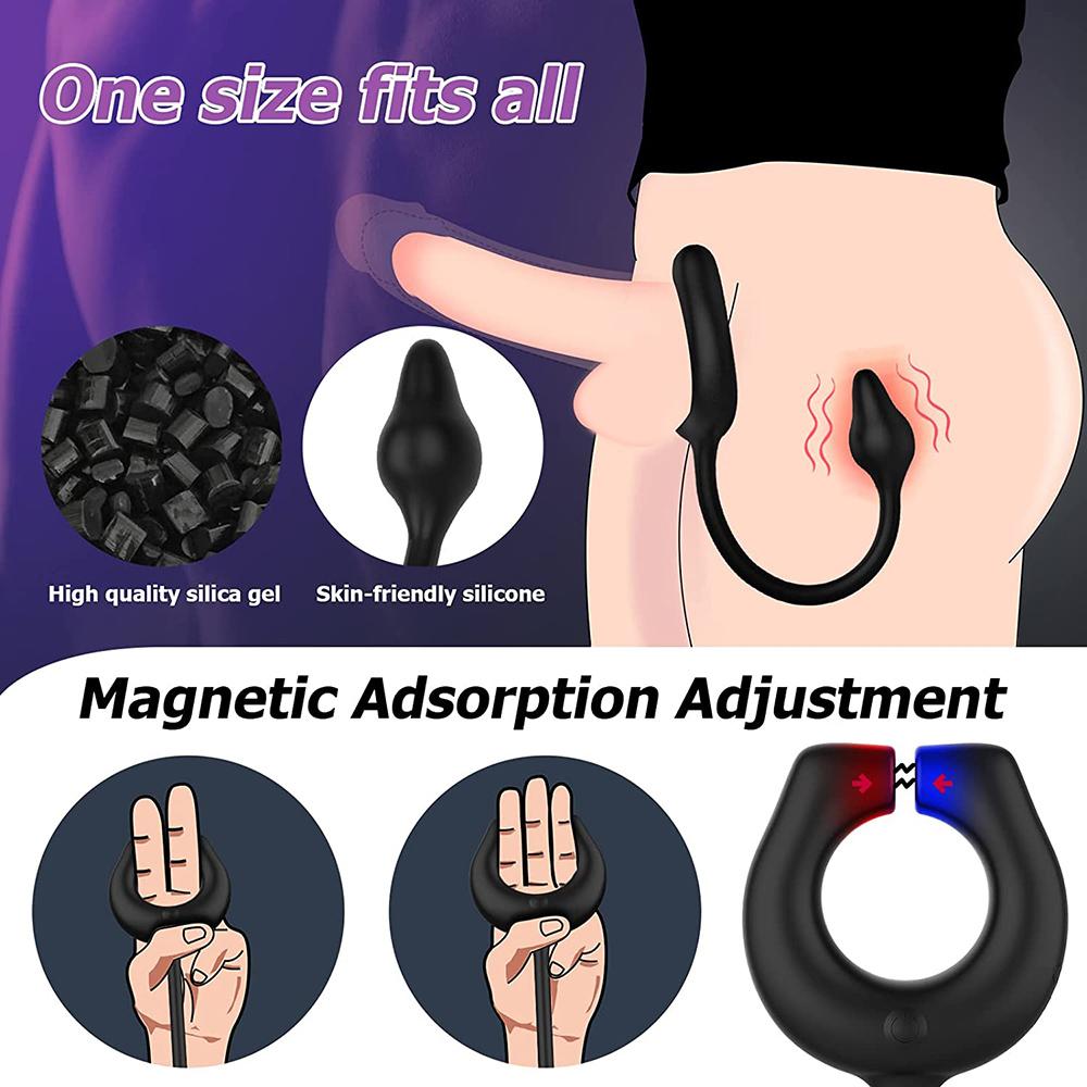 Magnetic Male Penis Cock Rings Vibrator Anal Sex Toy For Men Delay Ejaculation Cockring Prostate Massager Couples Ring Vibrators