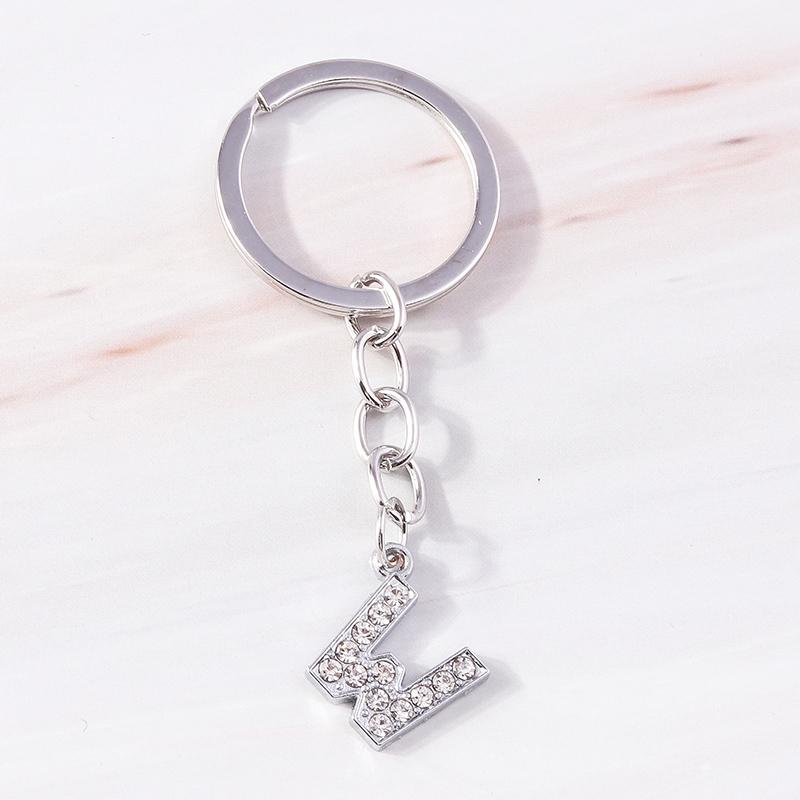 Fashion Charms 26 English Letters A-Z Alphabet Keychain Crystal Rhinestones Alloy Key Rings Gift for Handbag Jewelry DIY