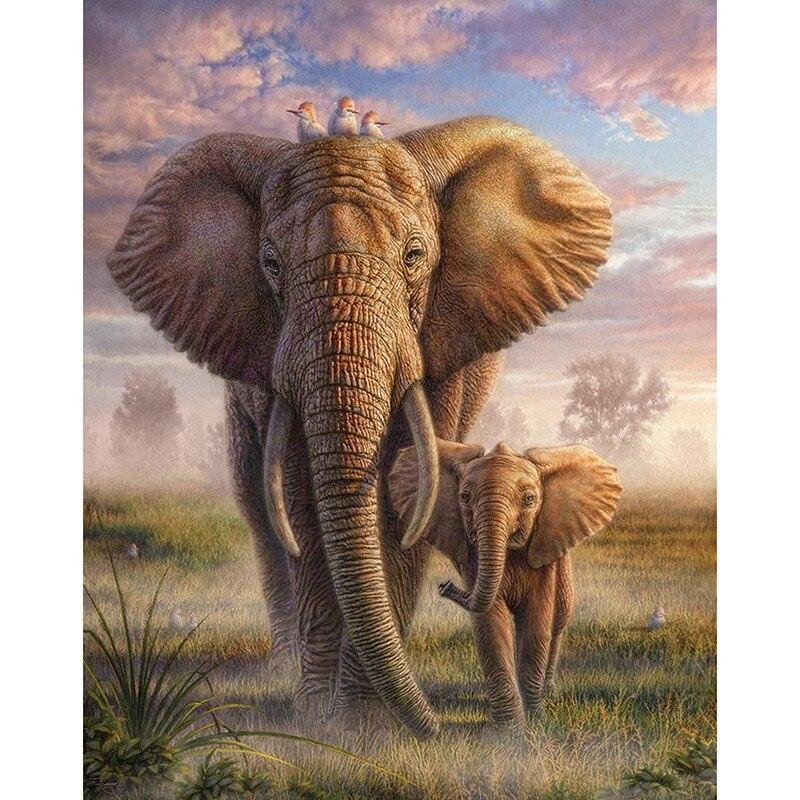 DIY Elephant 5D Diamond Painting Full Round Drill Rhinestone Animal Diamond Embroidery Cross Stitch Mosaic Kits Wall Art Decor