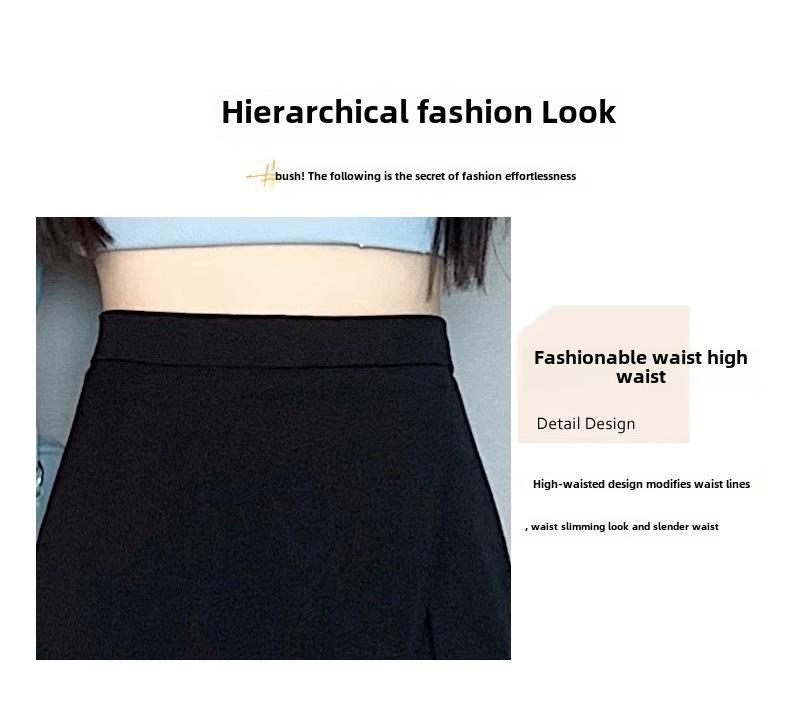 Женская черная юбка с неровным разрезом А-силуэта – средней длины, защищает от воздействия солнечных лучей, идеально подходит для весны и лета