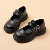 Girls' Leather Shoes for Spring and Autumn Children's Performance Shoes, Black Dance Shoes, Medium and Large Children's Leather Shoes