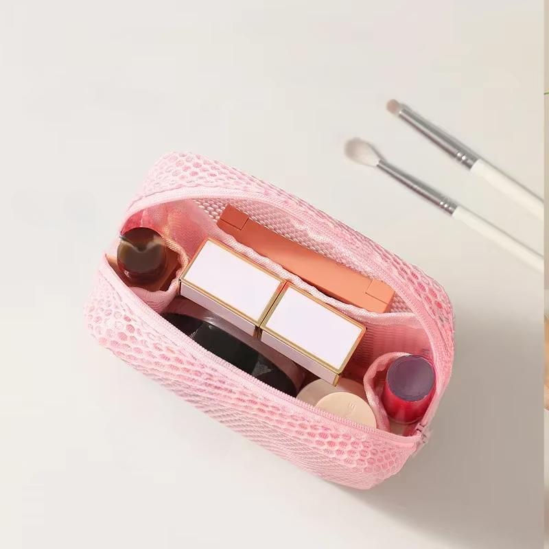 Стильная легкая сетчатая косметичка, женская квадратная косметичка с застежкой-молнией, многоцелевая сумка для хранения всякой всячины