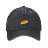 Hot Dog Embroidered Washed Cotton Baseball Cap Classic Black Adjustable Dad Hat Casual Streetwear Style Unisex Fit