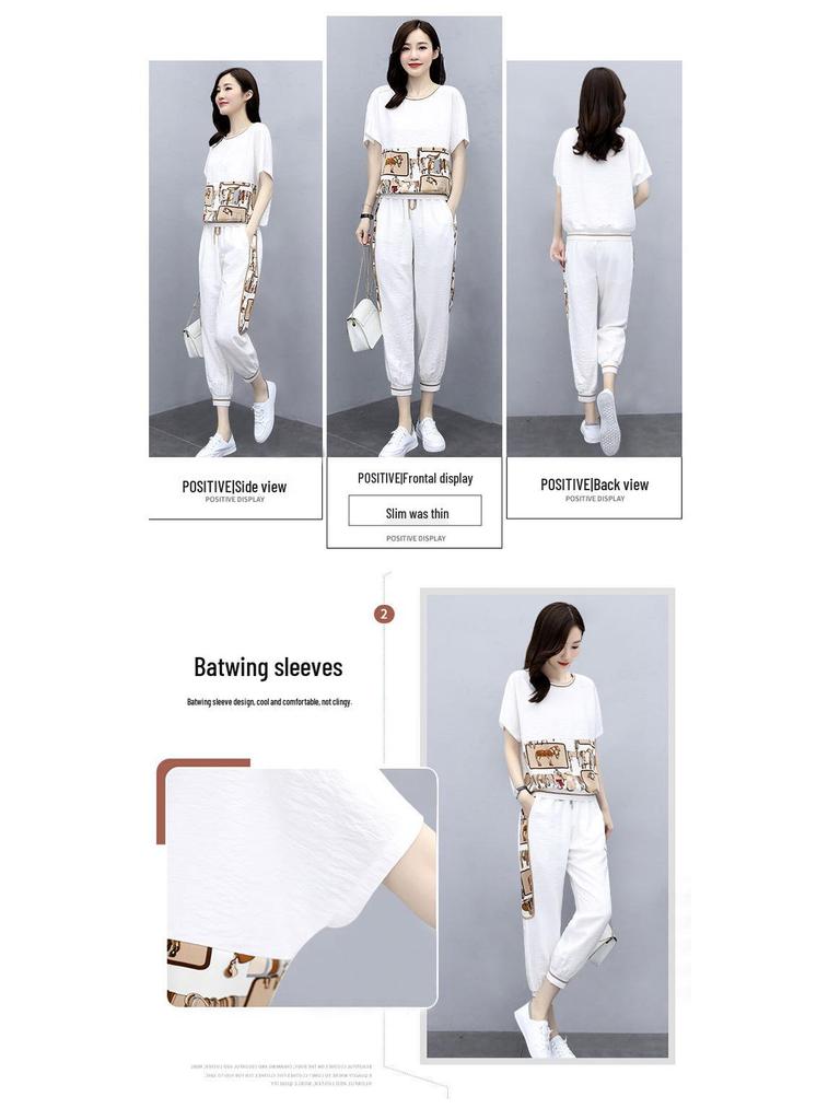Chic Summer 2022 Women's Slimming Jogger Set - Stylish Age-Reducing Two-Piece Casual Outfit