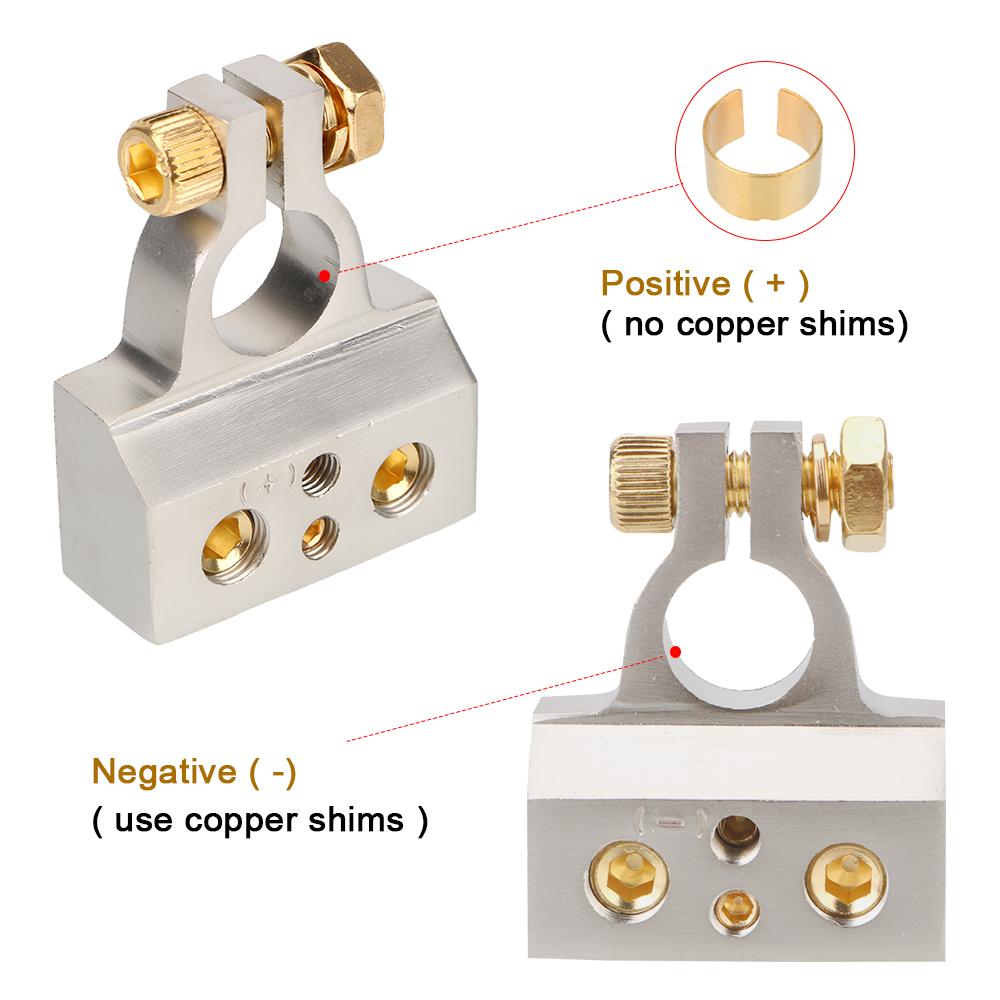 С 2 прозрачными крышками, прокладками, клеммами для автомобильного аккумулятора, 2 шт., калибр 0/2/4/8/10, автомобильные аксессуары, положительный и отрицательный полюса