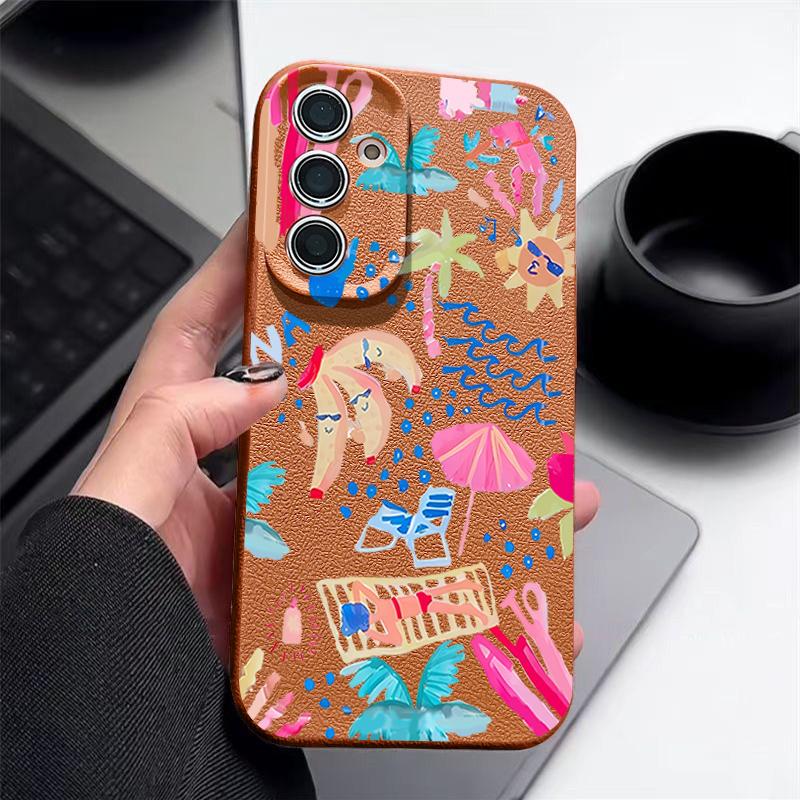 Мультяшный чехол-пенал для отпуска для Samsung Galaxy A57 A37 A17 A56 A36 A26 A16 A55 A35 A15 A54 A34 A14 5G Силиконовый чехол с текстурой кожи