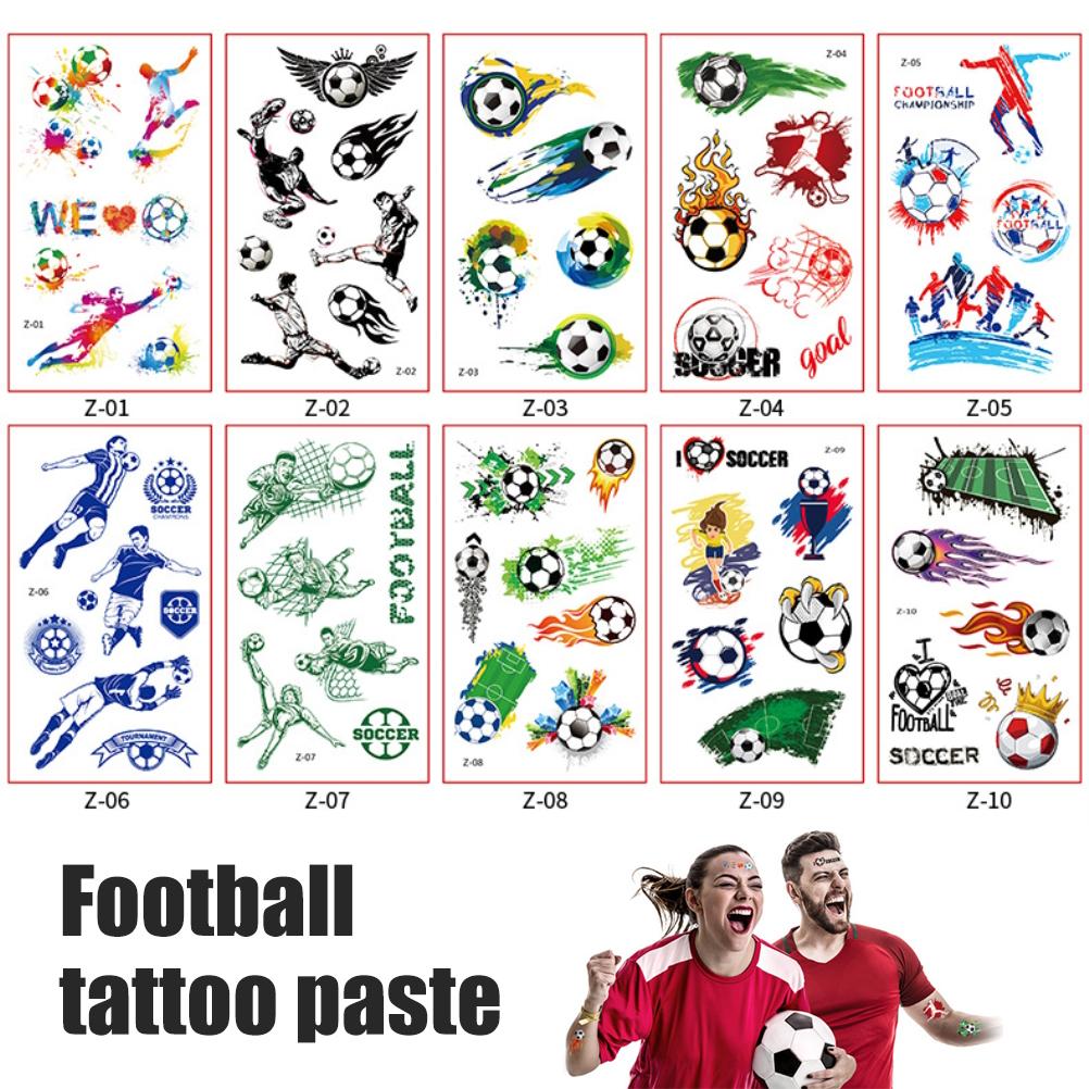 Набор из 10 временных татуировок на футбольную тематику для детей, водостойкие наклейки-татуировки, сувениры для футбольной вечеринки