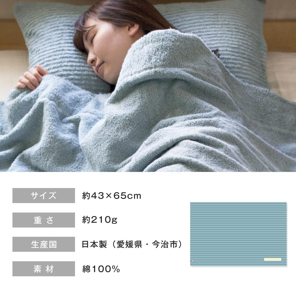 Bloom Imabari Towel Certified Lightweight Carocket Terry Made In Japan Pillowcase, Cloth, 43x65cm, Zippered, 100% Cotton, Washable, (Sky Gray)