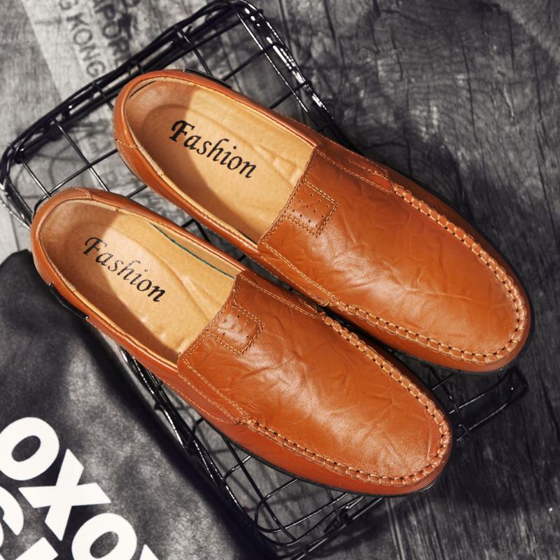 Дизайнерские высококачественные кожаные мужские туфли Lazy Shoes Мягкие мокасины Loafers Модный бренд для мужчин Flat
