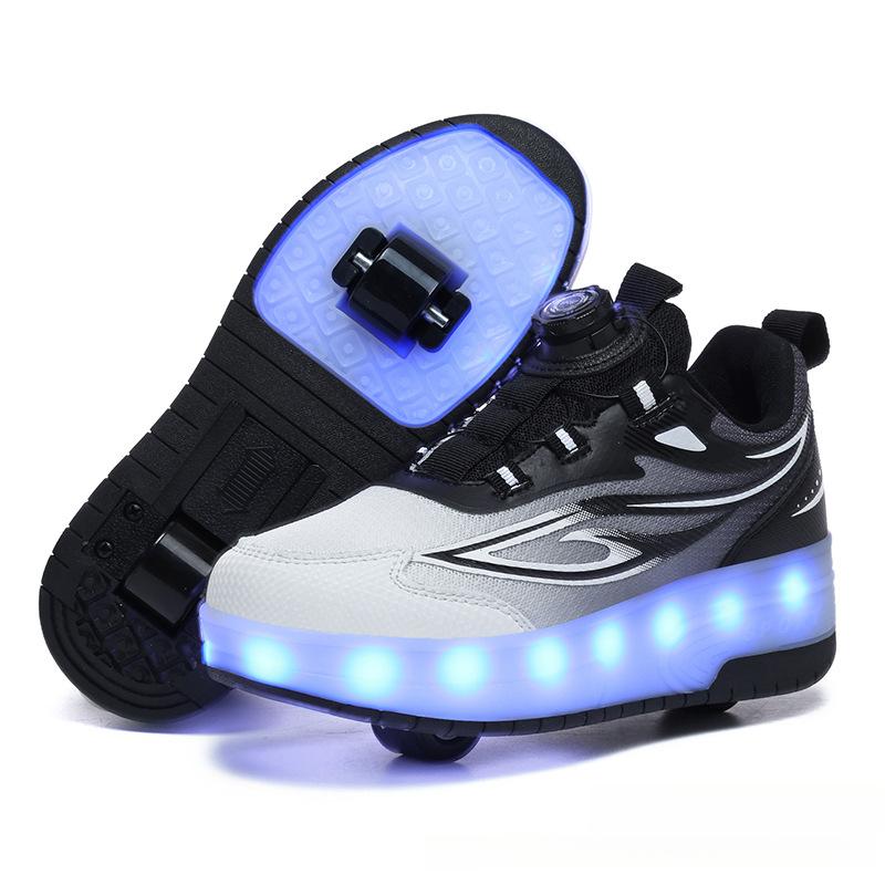 New Runaway Shoes Boys Summer Children Pulley Sneakers Roller Skates Double Wheel Breathable Burst Shoes Boys