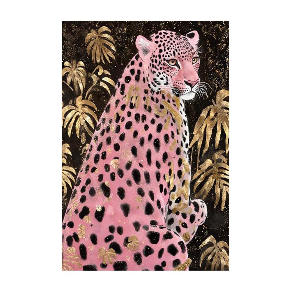Холст Картина Розовый Леопард Абстрактный Ботанический Лист Животные Картина Современное Украшение для Дома или Гостиной Без Рамы Декор Стен