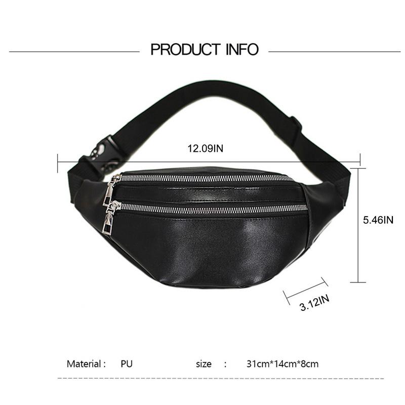High Fashion Ladies Fashion Leather Belt Zipper Large Capacity Waist Bag Sports Shoulder Bag