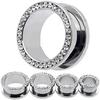 1Pair Rhinestone Stainless Piercing Ear Tunnels Plugs Gauges Ear Stretching Kits