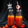 Halloween Straws, Party Decorations, 24pcs, Skeleton Spiders, Water Cup Beverage Decorations, Disposable Straws
