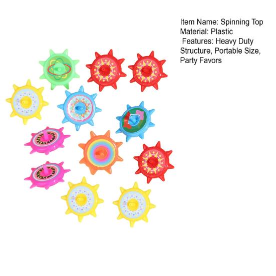 12Pcs Colorful Plastic Spinning Top Portable Travel Kids Mini Gyroscope Educational Spinner Toy Toddlers Boys Girls Gift Party Favors