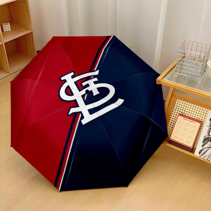 St. Louis Cardinals Print Auto 8?Ribs Folding Umbrella Wind Resistant Lightweight Automatic Umbrella For Daily Travel