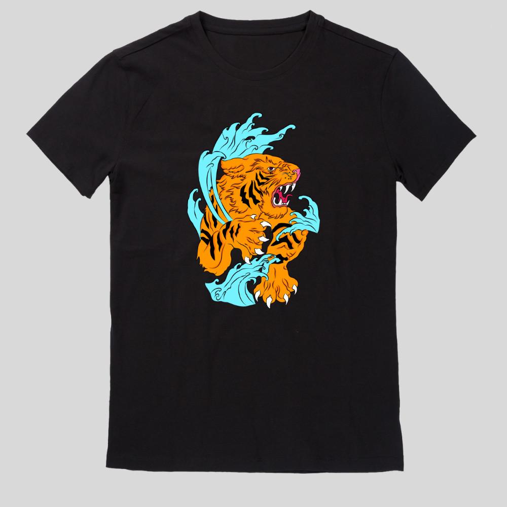 Tiger Kopf Farbkleckse T-Shirt Fun Spaß Sprüche Lustig Cartoon Größe XS bis 5XLWird in neuem Fenster oder Tab geöffnet