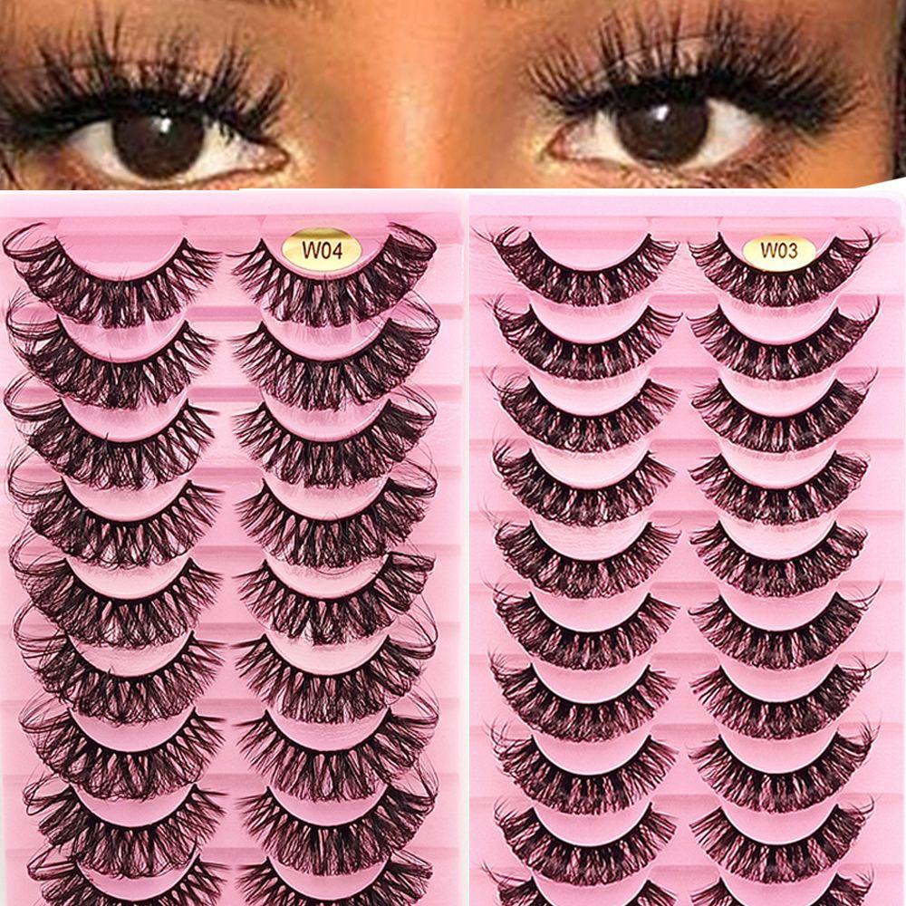 10 Pairs Eye Lashes Natural Long Wispy Volume DD Curl False Eyelashes Russia Volume Faux Mink