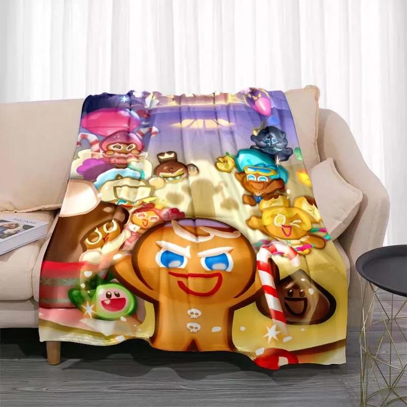 Плед с принтом из игры Cookie Run Kingdom, плед для пикника, для гостиной, спальни, домашний декор, детской комнаты, постельные принадлежности, подарок