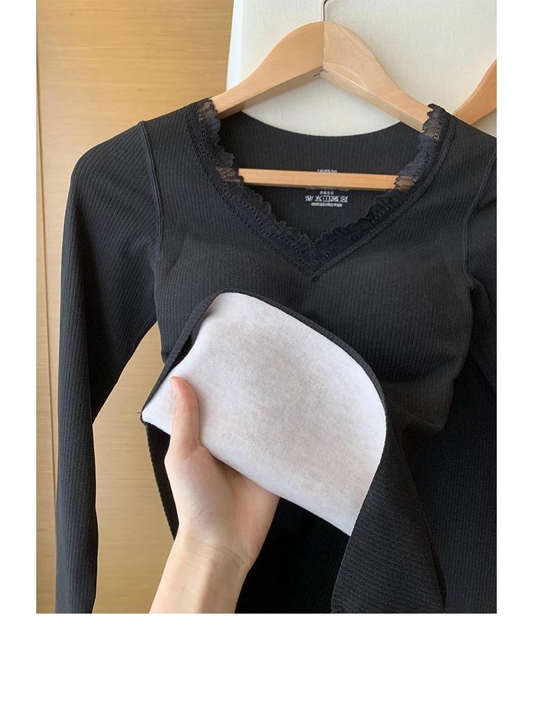 Женский бесшовный термокомплект из смеси шерсти: Теплый осенне-зимний базовый слой с утепленным верхом