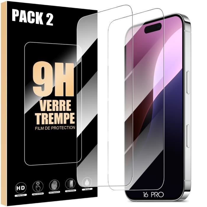 Закаленное Стекло - для iPhone - 16 Pro - 2 Штуки - Ударопрочное - Прозрачное - 0,3 мм
