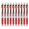Гелевая ручка Pentel Energel с кнопочным механизмом, серебристый корпус, красные чернила, 10 штук, 0,4 мм BLN74-B