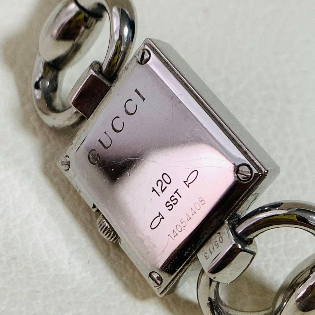Б/У Рабочие Часы GUCCI Gucci 120 Tornabuoni Розовые Квадратные с Бриллиантами GG Розовый Перламутр