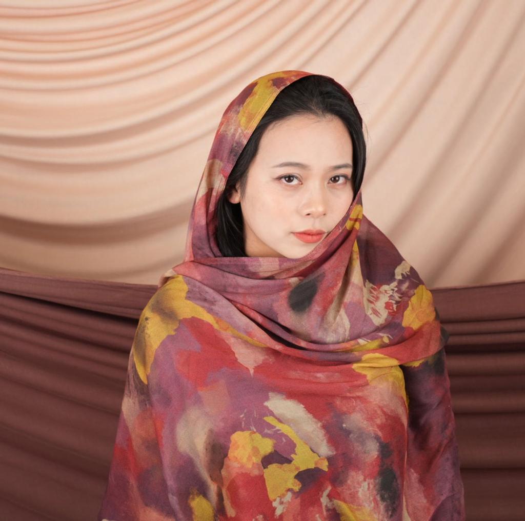 Fashion Watercolour Floral Printed Hijab Modal Breathable Soft Cotton Rayon Viscose Woven Modal Muslim Women Shawl Hijab Scarf