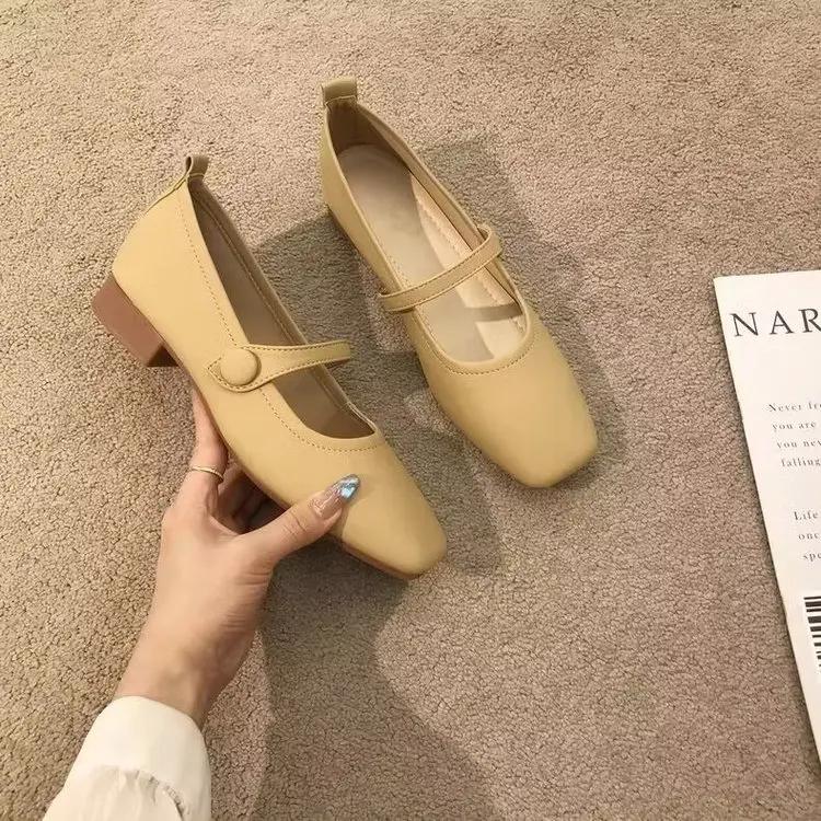 Fashion 2024 Spring and Autumn Women's Low Heels Korean Style Party and Work Wear Mary Jane Black Flats Ladies' Casual Boat Shoes 35-41