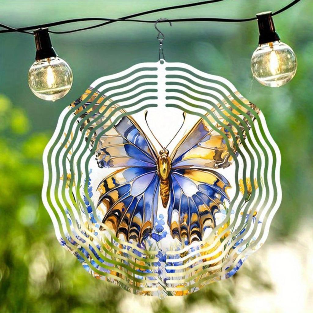 Colorful Butterfly Flower Metal Wind Chime for Outdoor Garden Patio Balcony Decoration No Battery Needed Durable Indoor Outdoor Decor