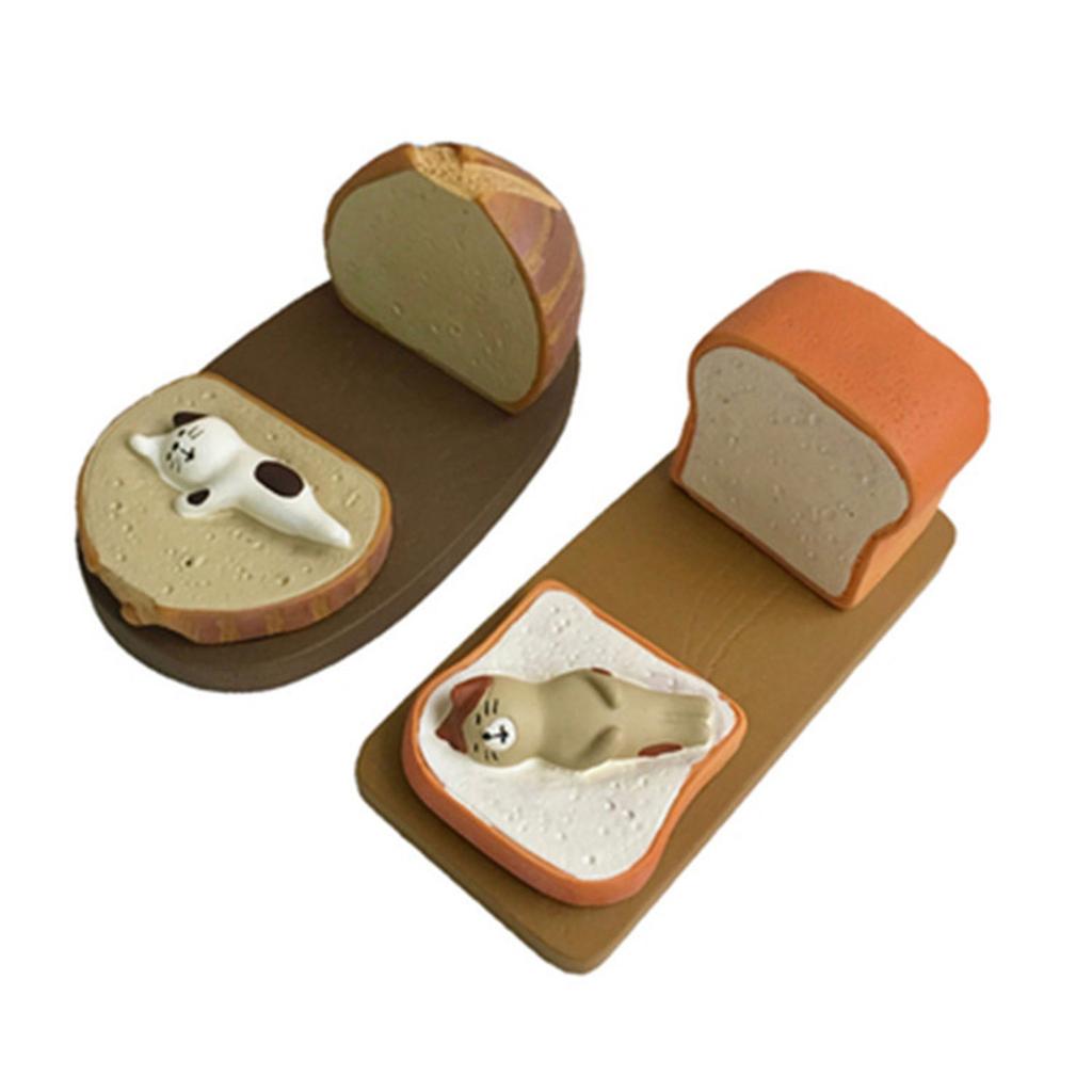 Мультяшный Тост Хлеб Форма Кошек Держатель для Смартфона Смолы Фигурка Новинка Кошки Настольные Аксессуары для Любителя Кошек Подарок