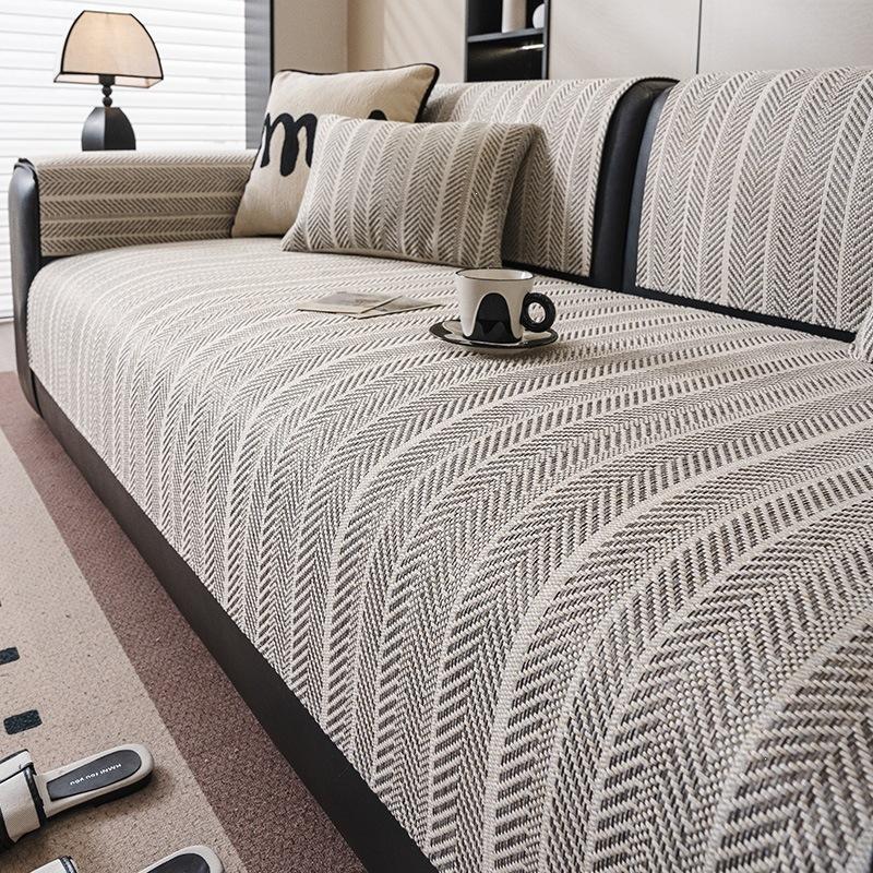 Nordic Simple Linen Look Sofa Mat Anti Slip Breathable Sofa Seat Cover Universal Couch Cushion For Rental House Dorm Room Makeover Home Decor