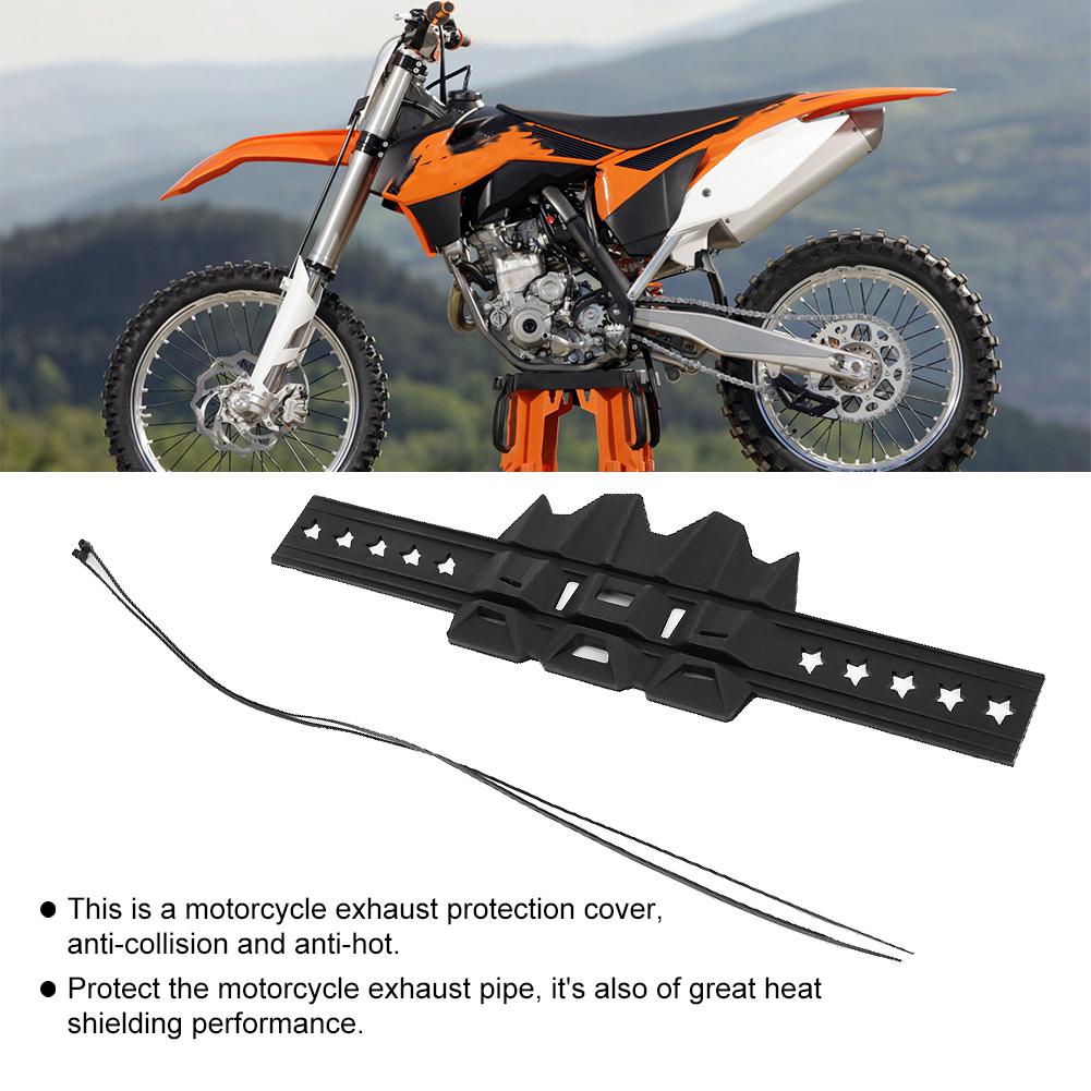 Universal Silicone Motorcycle Exhaust Heat Shield Pipe Protector Cover Guard (Black)