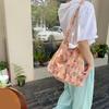 Large Capacity Shoulder Bag for Ladies Vintage Floral Cotton Shopping Bags Fashion Book Bag