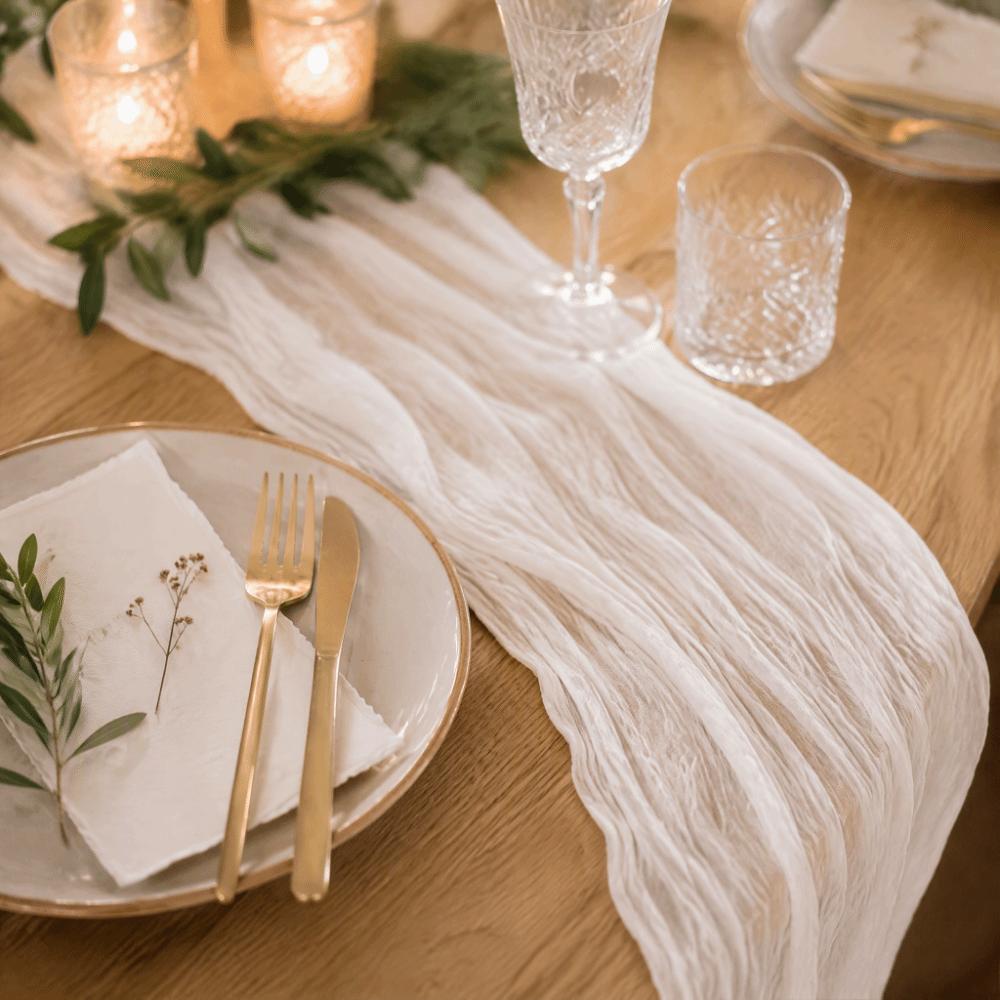 Polyester Fiber Cheesecloth Table Runner 90x400cm Pleated Table Runner Coffee Table