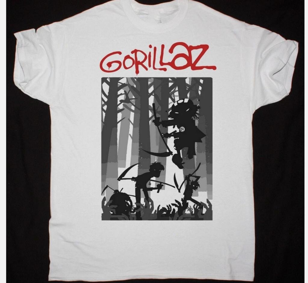 GORILLAZ FOREST NEW WHITE Хлопковая мужская футболка с коротким рукавом S-2345XL