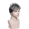 Synthetic Wig With Bangs Short Wigs Men Natural Straight Wigs Mixed Black Grey Mixed Wig Heat Resistant Fiber Wig Daily Use Cosplay