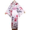 Kimono Costume with Sakura Floral Print Geisha Yukata Long Robe Fancy Dress Asian Japanese Yukata Sleepwear with Obi and Belt L15 Women's (M, - White)
