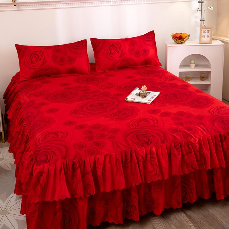 Спальня Бытовая цельная шлифовальная юбка-кровать Однотонное приятное для кожи покрывало Покрывало для спальни Простыни для студенческого общежития