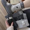 Утепленные теплые носки до середины голени из овечьей шерсти с вышивкой, мягкие теплые полосатые, корейские носки в горошек для женщин, многослойные носки