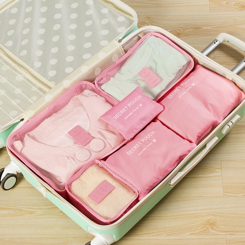 6-piece Large Size Travel Organizer Portable Suitcase Organizer Clothes Shoes Makeup Bag Luggage Organizer Travel Storage Bag