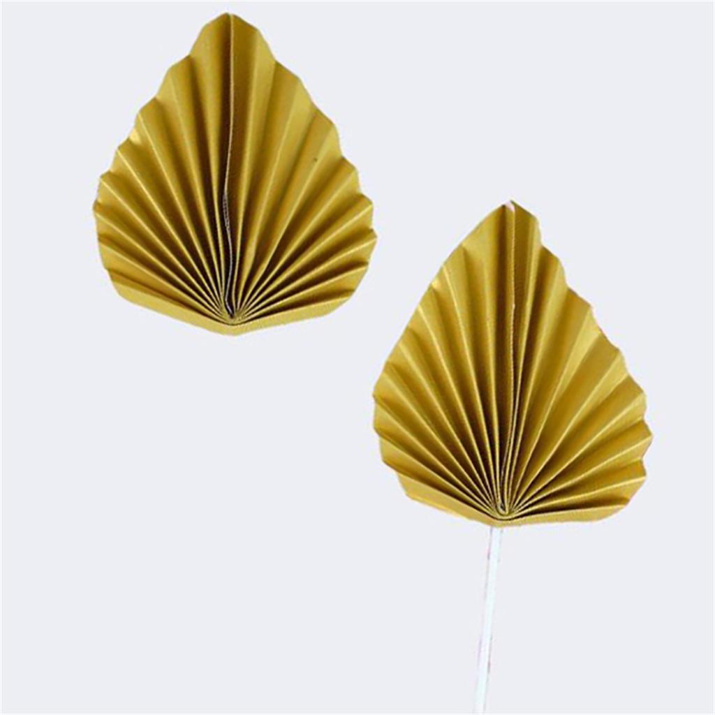 4pcs Spear Cake Topper Happy Birthday Golden Leaf Decor Wedding Baking Dessert Table Party Favors