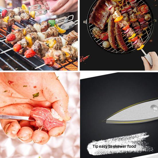 Шашлычки для кебаба из нержавеющей стали с замком-ползунком для приготовления на гриле прочных нержавеющих шампуров для барбекю