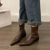 Осенние женские ботильоны Обувь Заостренный носок Женские короткие ботинки Квадратный низкий каблук Повседневная Зимняя женская обувь 2025 Новые