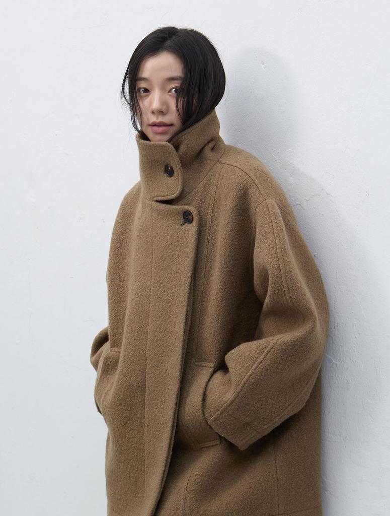 GENERALIDEA Wool Boucle Half Coat [Light Khaki] / Wbe4L10527
