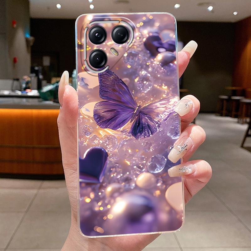 Для Tecno Pova 7 Pro LJ8 Чехлы Pova7 Ultra LJ9 Neo LJ6 LJ7 Funda Цветок Бабочка Чехол для Телефона Мягкий Силикон Прозрачный ТПУ Чехол
